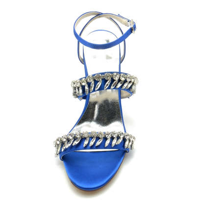 Elegant Champagne Bridal Shoes with Rhinestone Ankle Strap and Opened Toe for Women