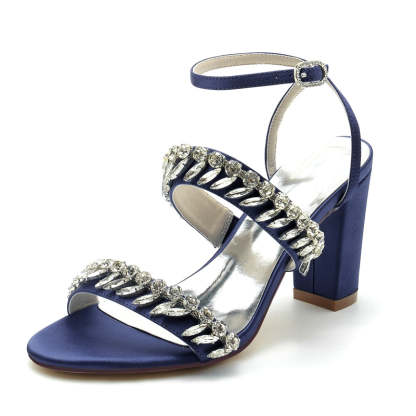 Elegant Champagne Bridal Shoes with Rhinestone Ankle Strap and Opened Toe for Women