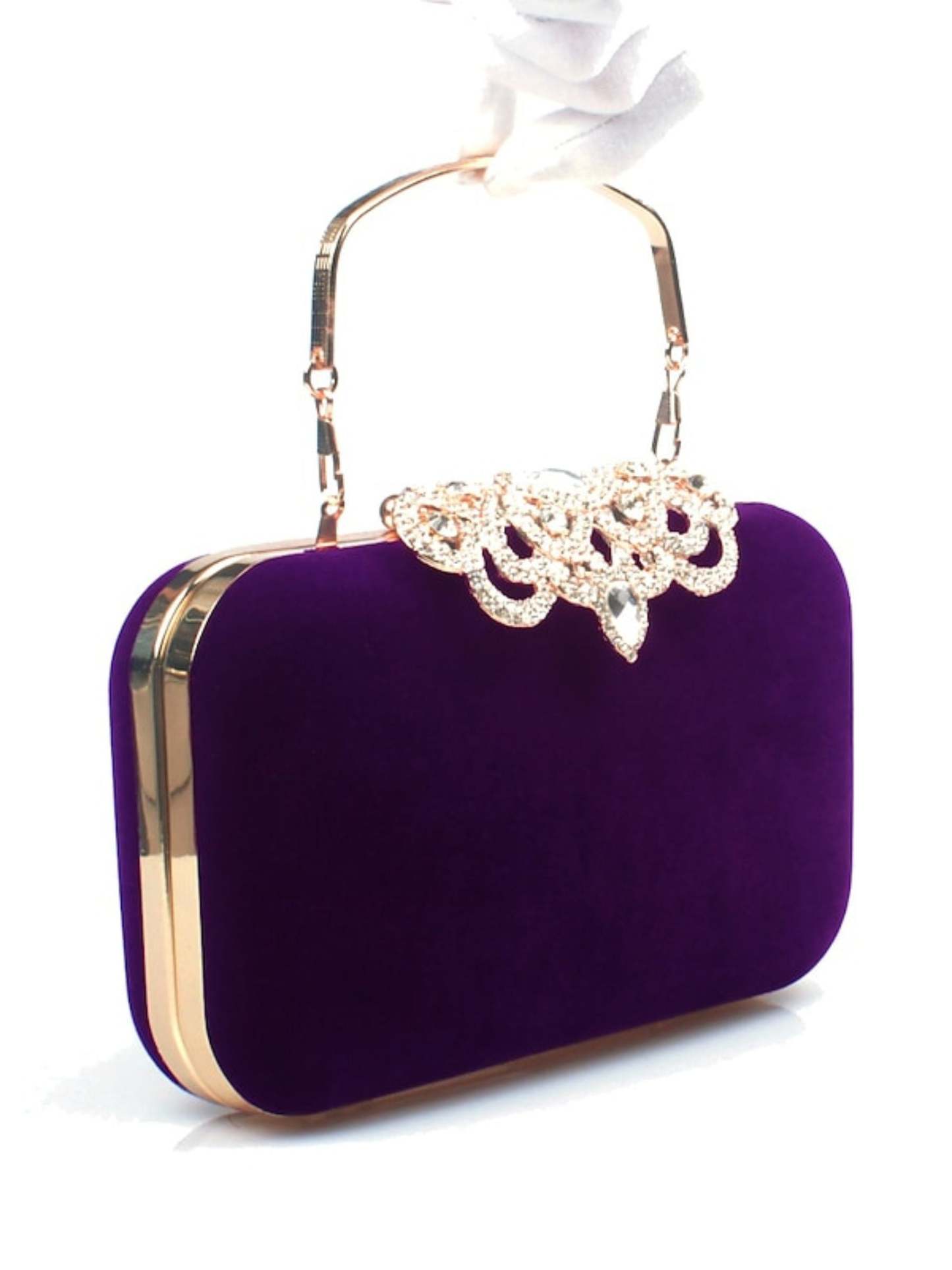 Elegant Retro Velvet Clutch Bags with Rhinestone Accents