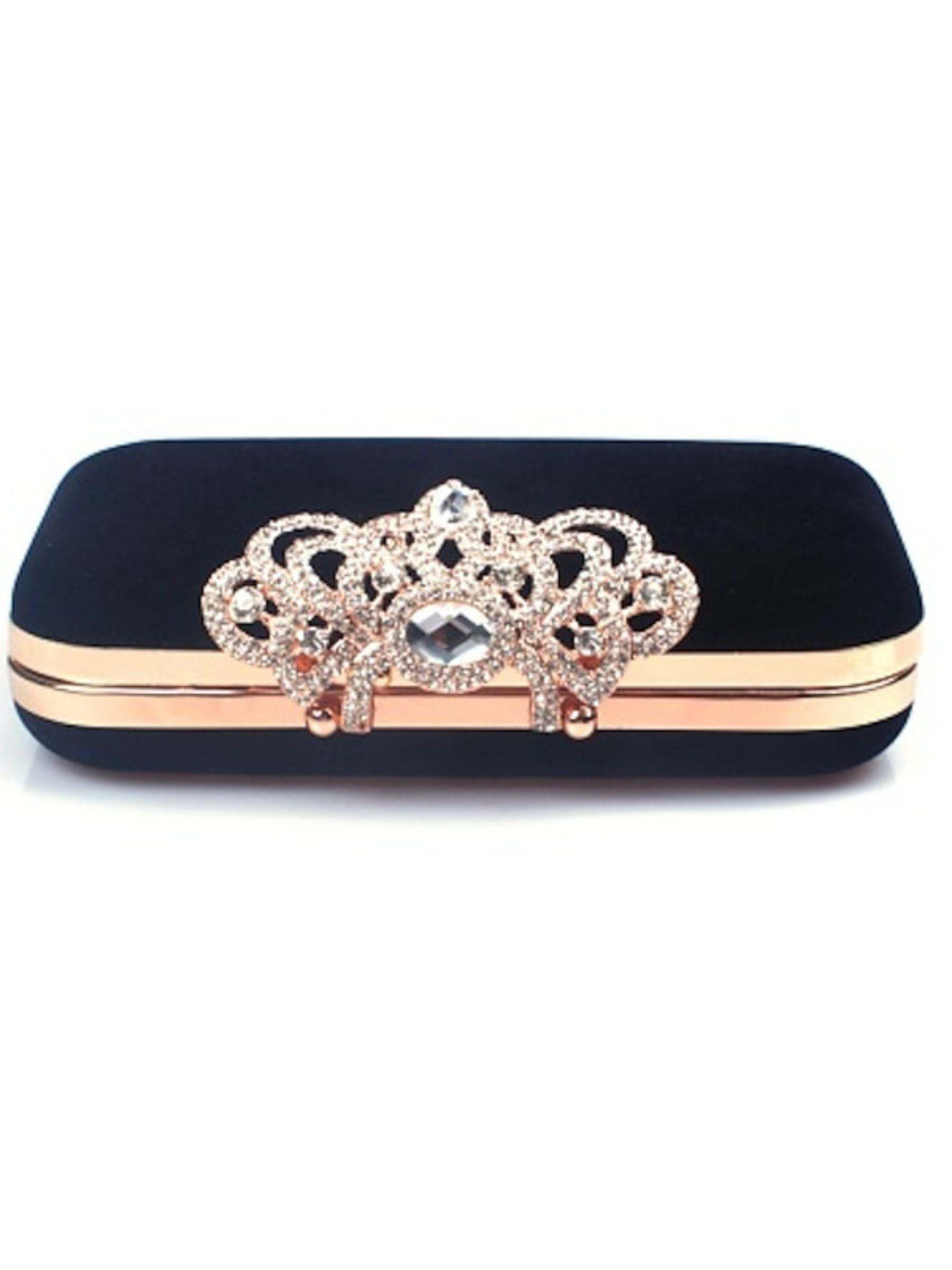 Elegant Retro Velvet Clutch Bags with Rhinestone Accents