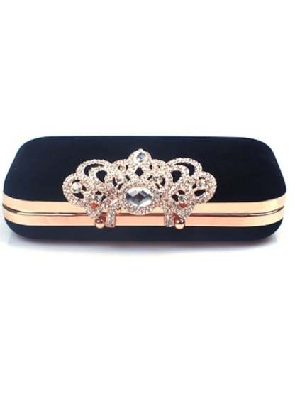 Elegant Retro Velvet Clutch Bags with Rhinestone Accents