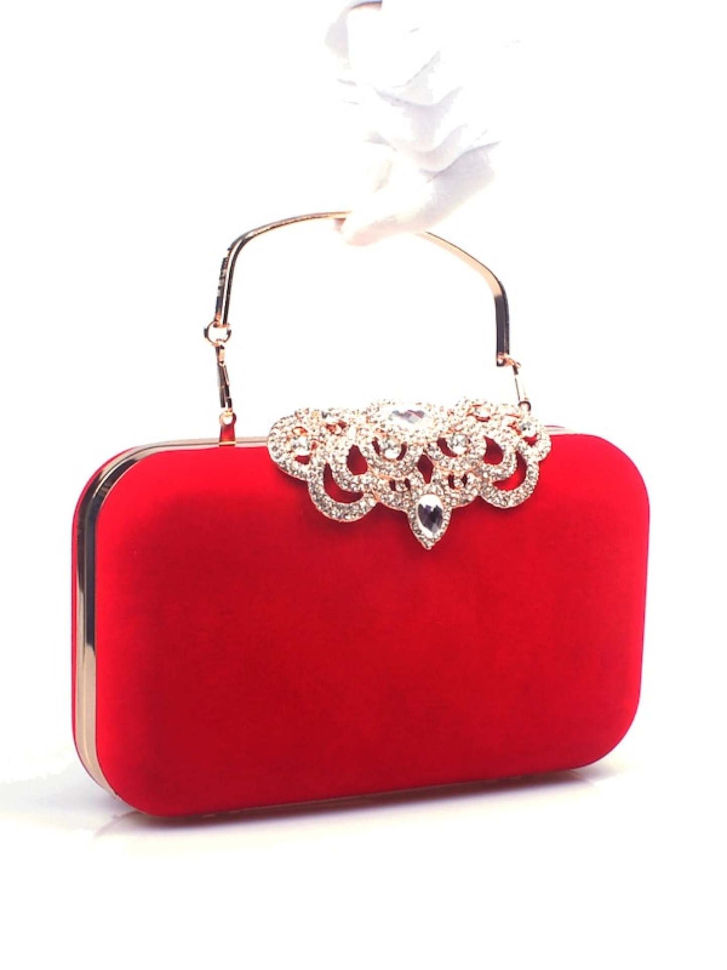 Elegant Retro Velvet Clutch Bags with Rhinestone Accents