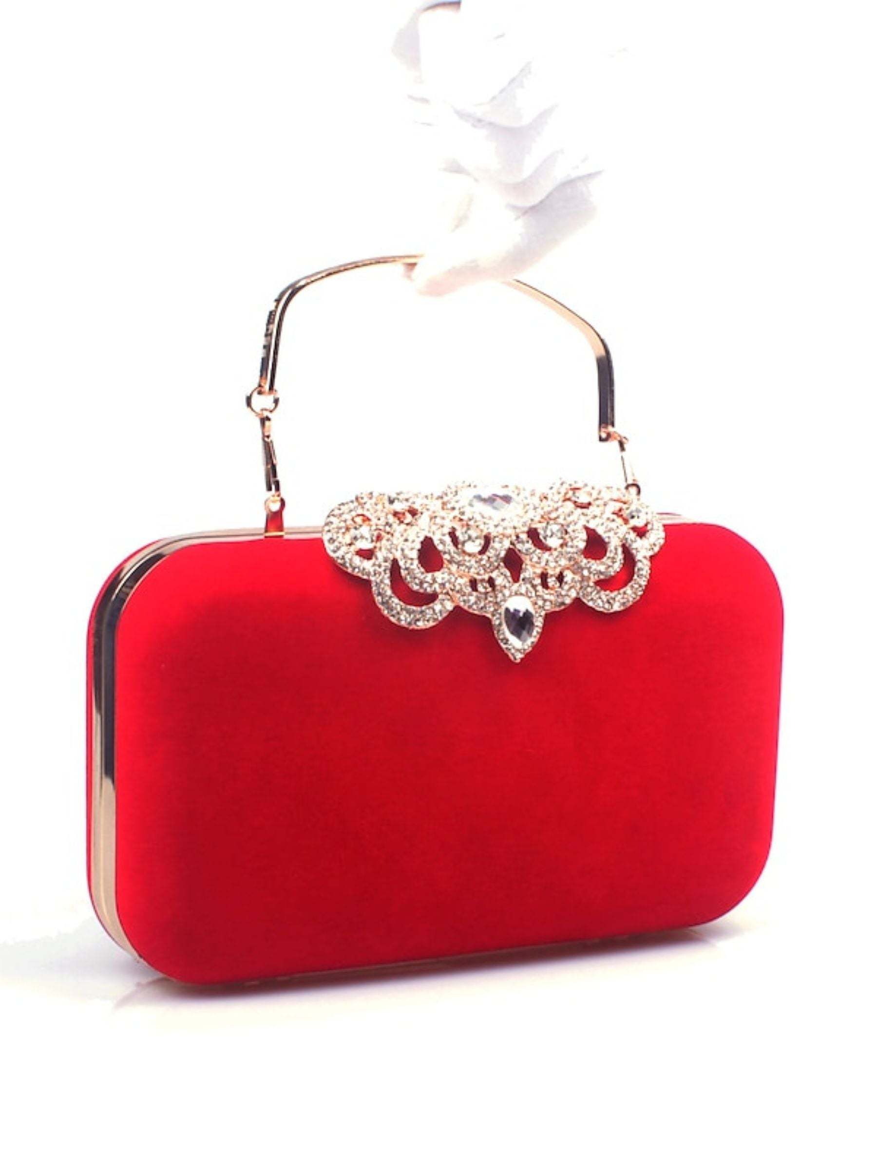 Elegant Retro Velvet Clutch Bags with Rhinestone Accents