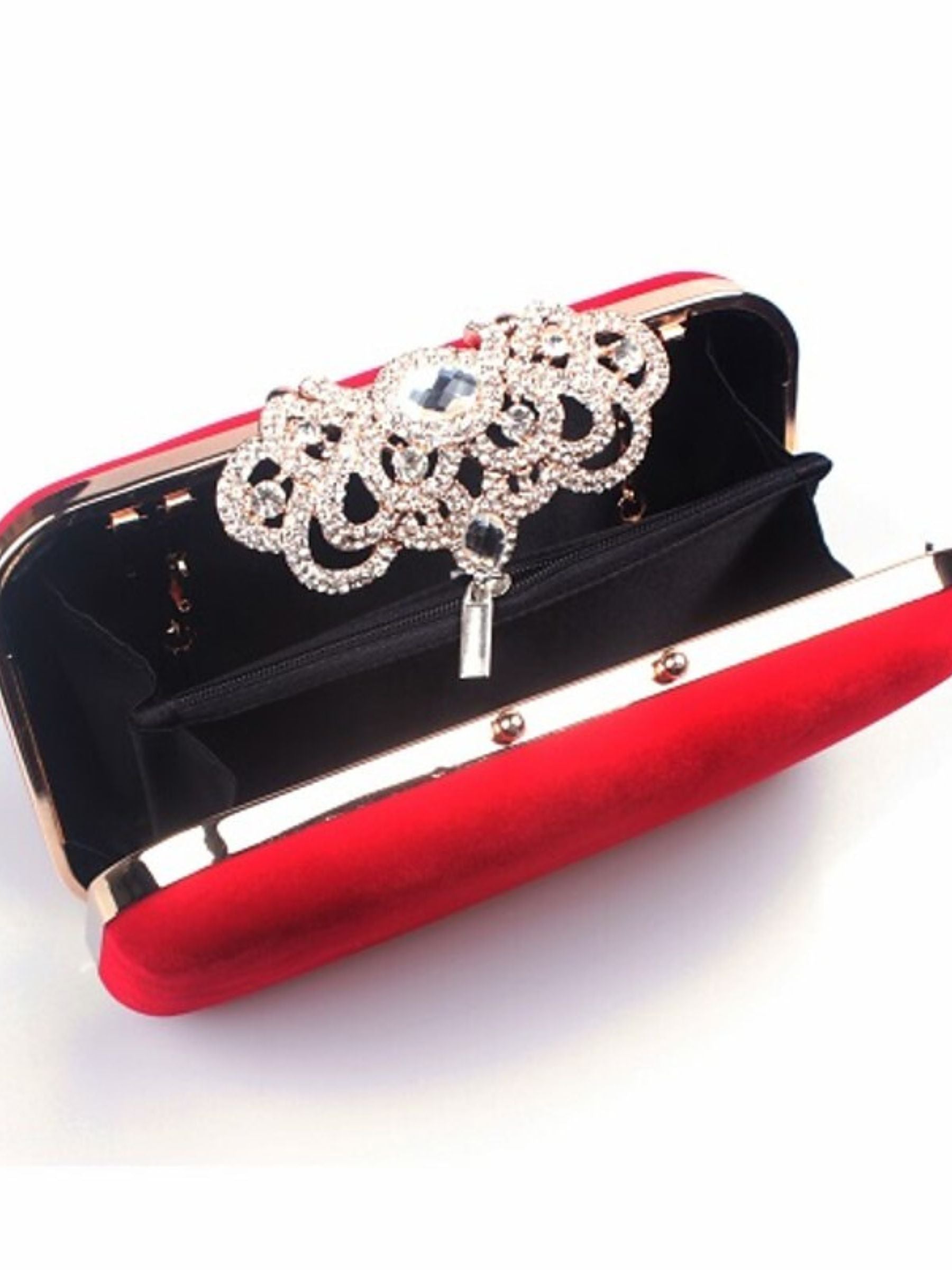 Elegant Retro Velvet Clutch Bags with Rhinestone Accents