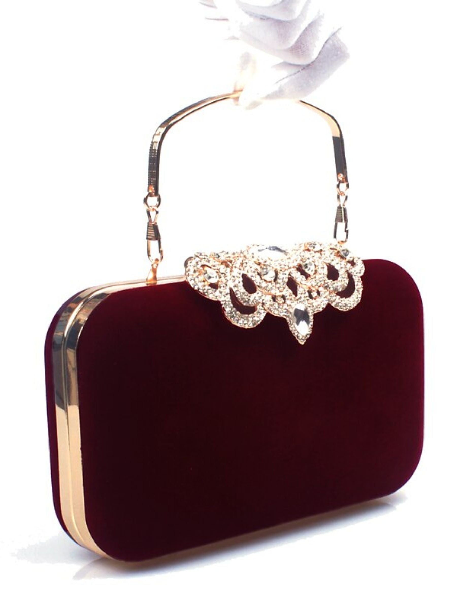 Elegant Retro Velvet Clutch Bags with Rhinestone Accents