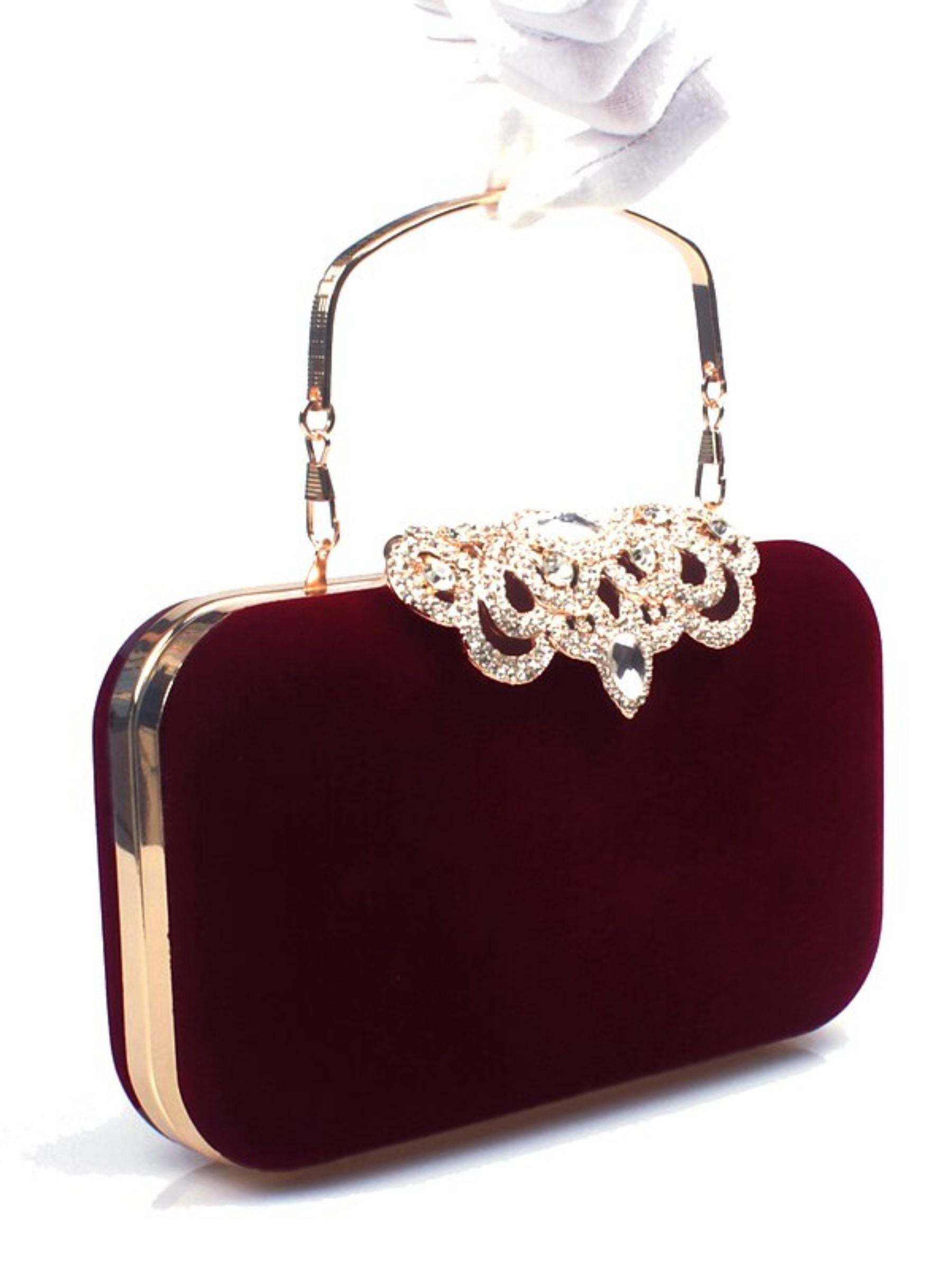 Elegant Retro Velvet Clutch Bags with Rhinestone Accents