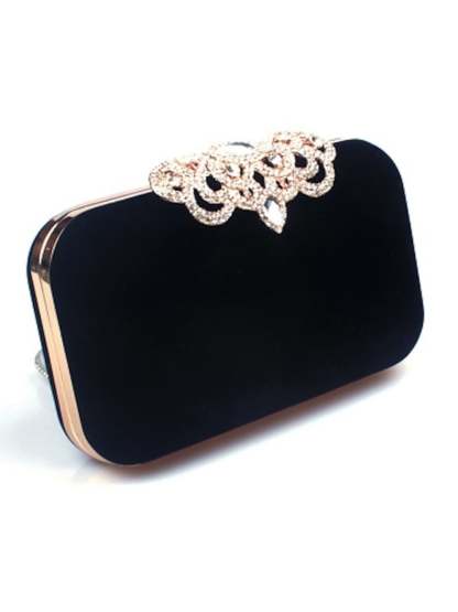 Elegant Retro Velvet Clutch Bags with Rhinestone Accents