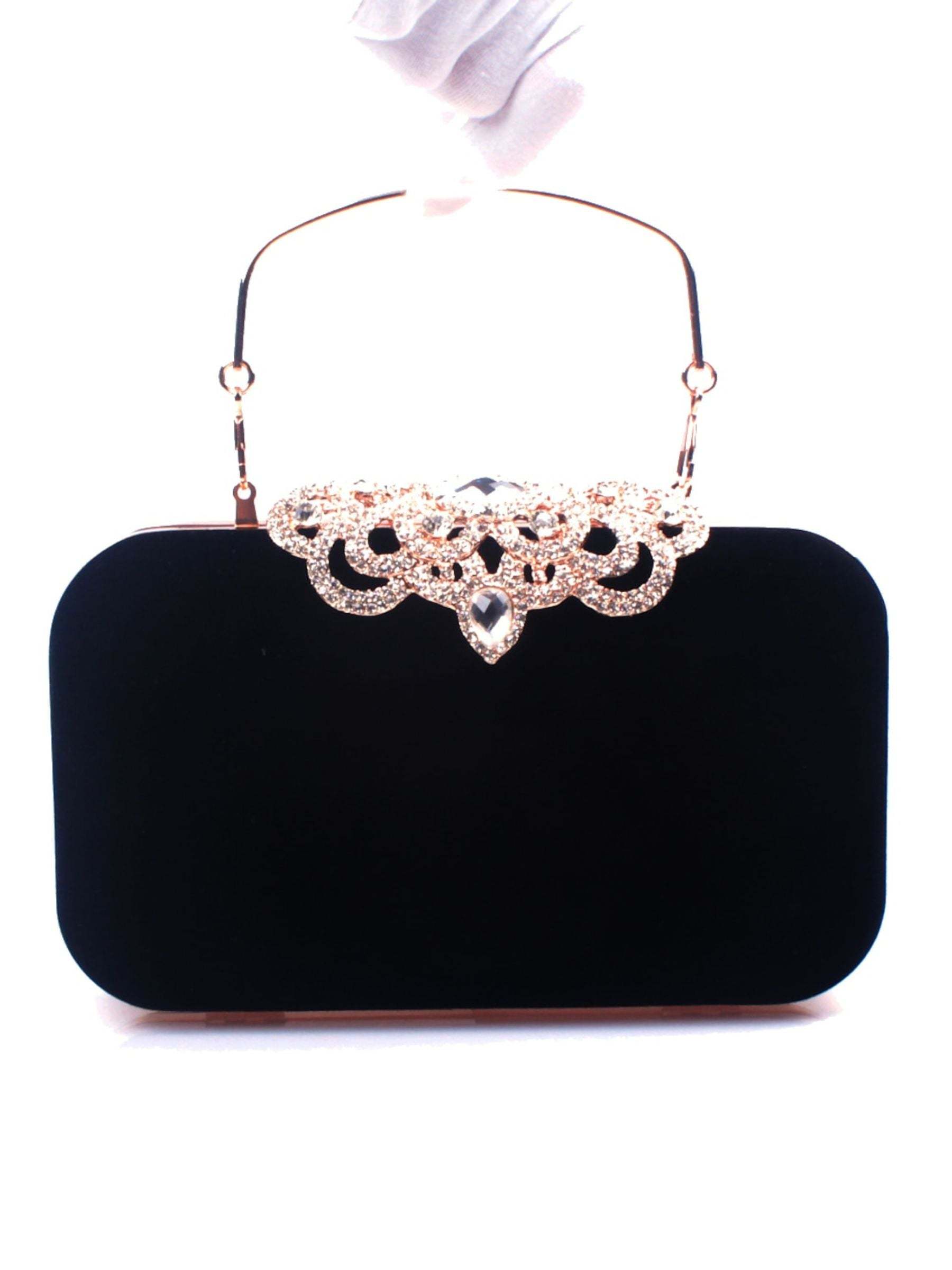 Elegant Retro Velvet Clutch Bags with Rhinestone Accents