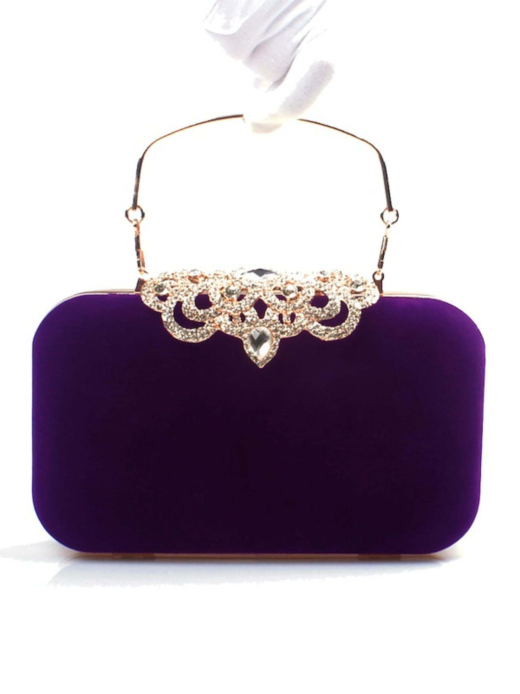 Elegant Retro Velvet Clutch Bags with Rhinestone Accents