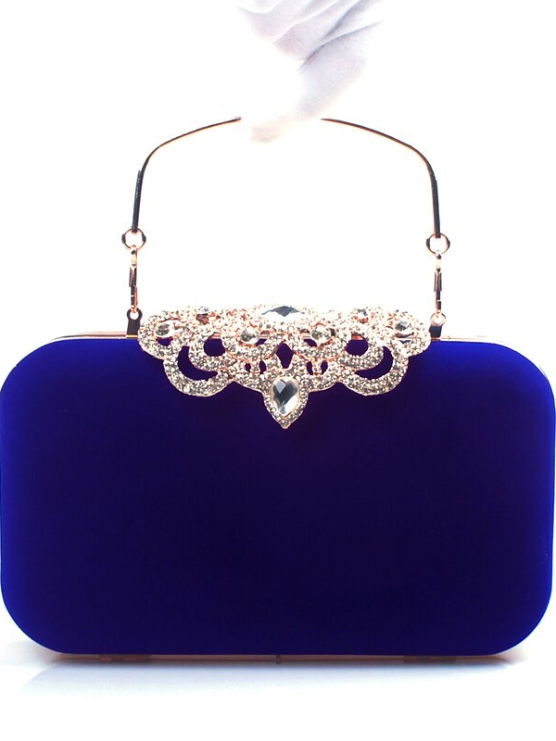 Elegant Retro Velvet Clutch Bags with Rhinestone Accents