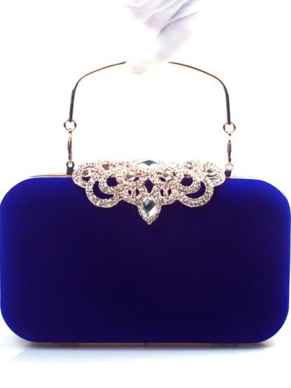 Elegant Retro Velvet Clutch Bags with Rhinestone Accents