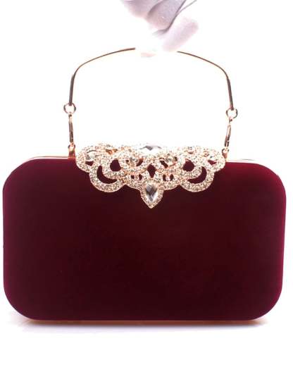 Elegant Retro Velvet Clutch Bags with Rhinestone Accents