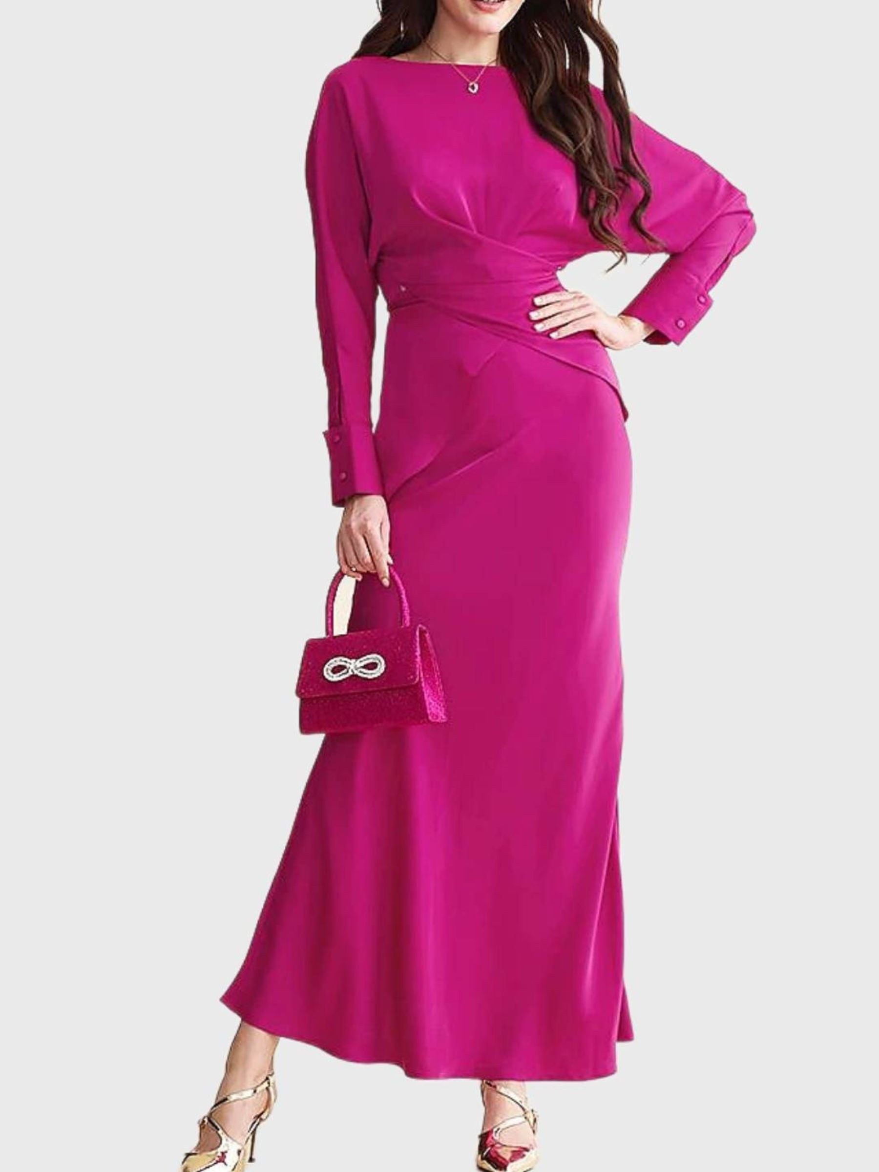 Glitter Handbag in Rose Pink Featuring a Rhinestone Bow