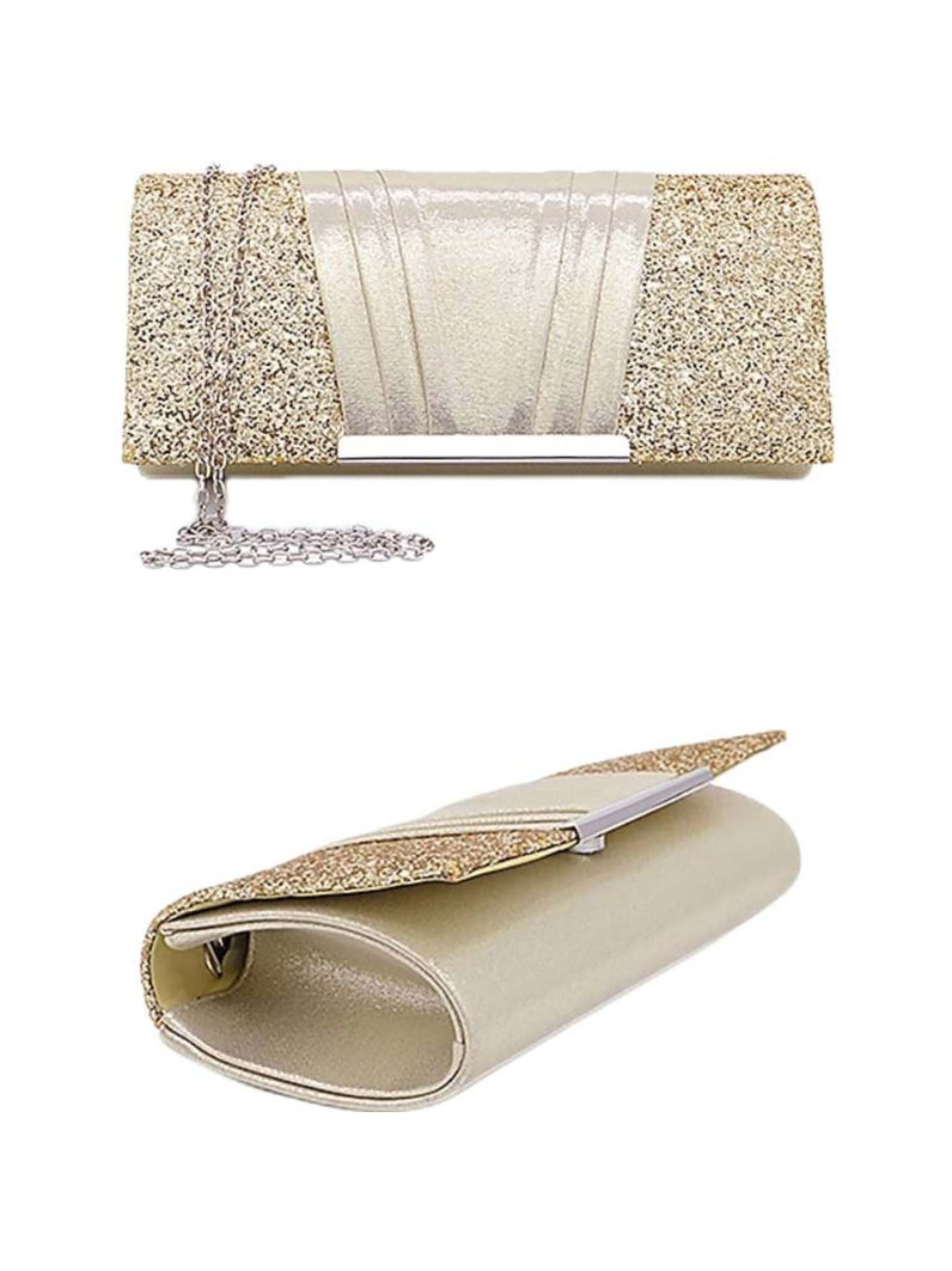 Elegant Gold Evening Clutch Bag Featuring Sparkling Sequins