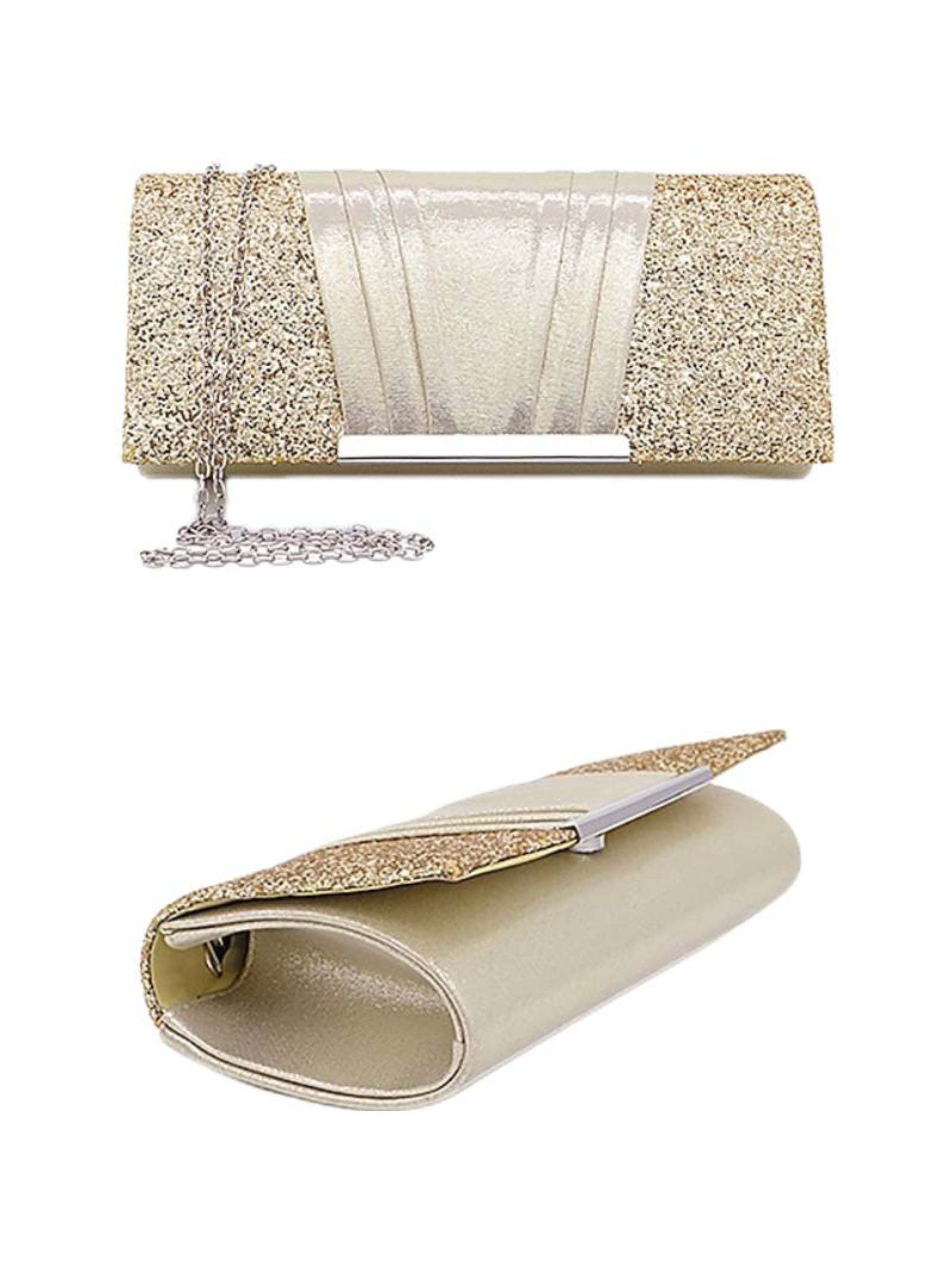 Elegant Gold Evening Clutch Bag Featuring Sparkling Sequins