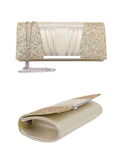 Elegant Gold Evening Clutch Bag Featuring Sparkling Sequins
