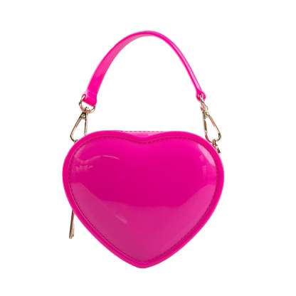 Fashionable Evening Clutch Bag in Sweet Pink PVC Heart Jelly