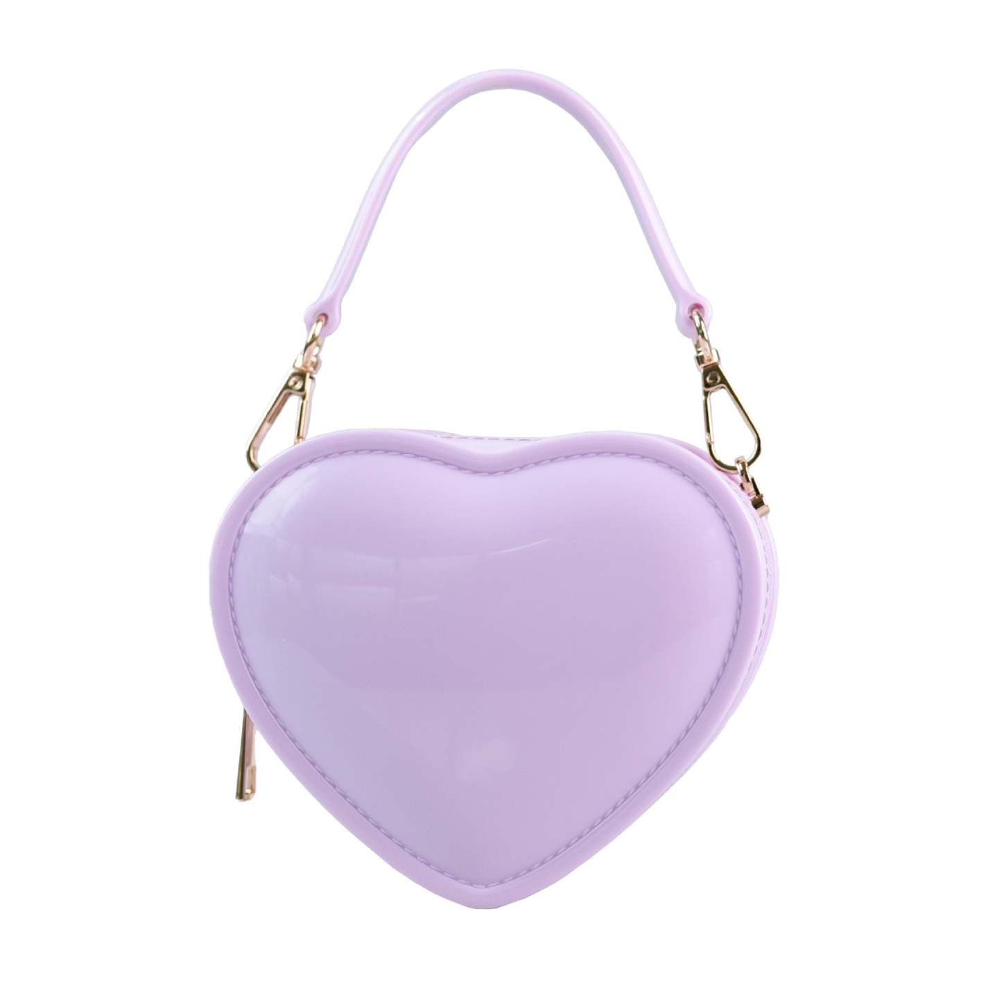 Fashionable Evening Clutch Bag in Sweet Pink PVC Heart Jelly
