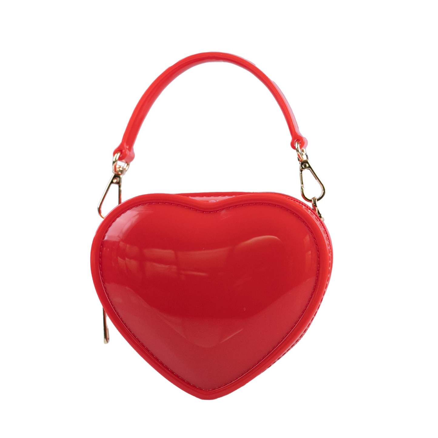 Fashionable Evening Clutch Bag in Sweet Pink PVC Heart Jelly
