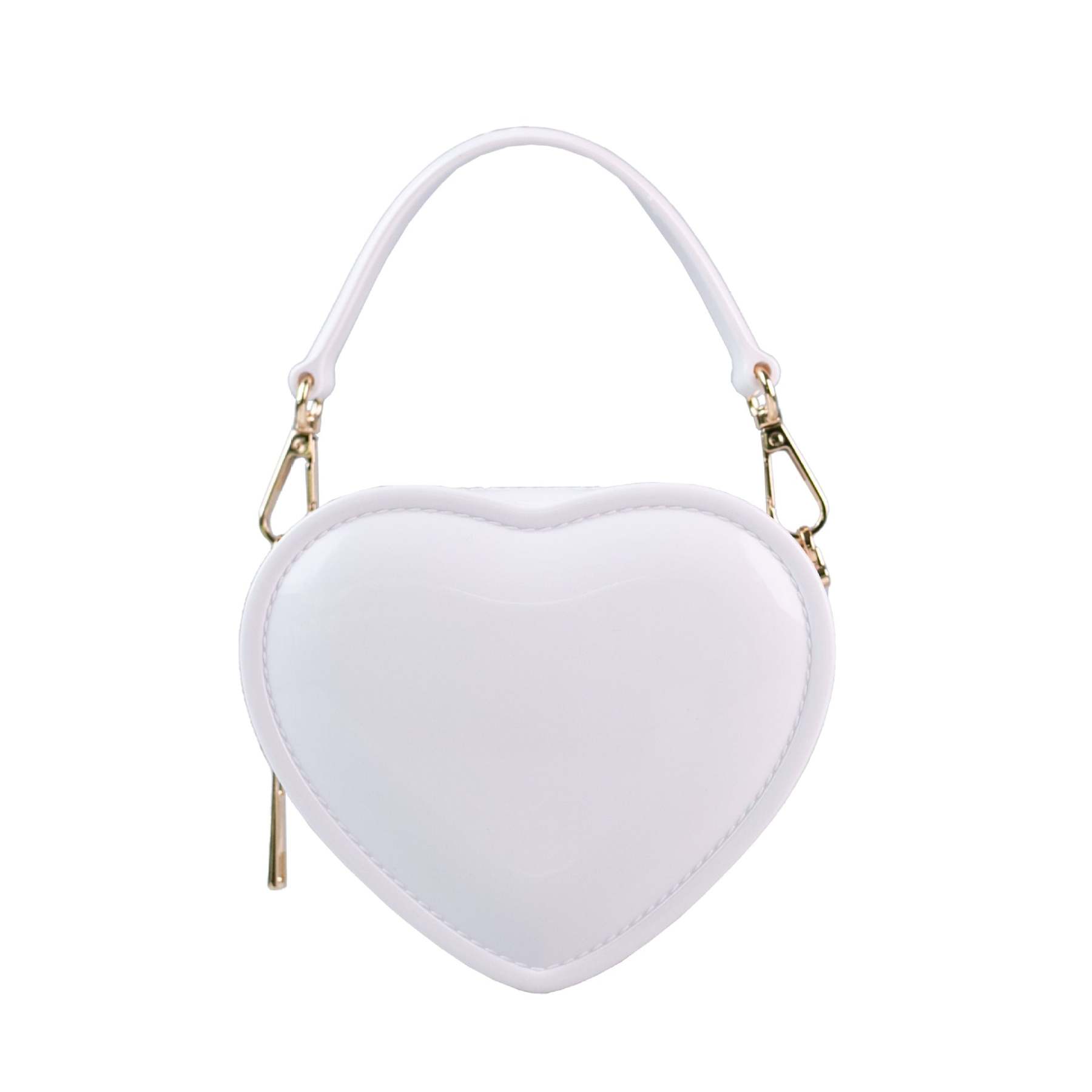 Fashionable Evening Clutch Bag in Sweet Pink PVC Heart Jelly