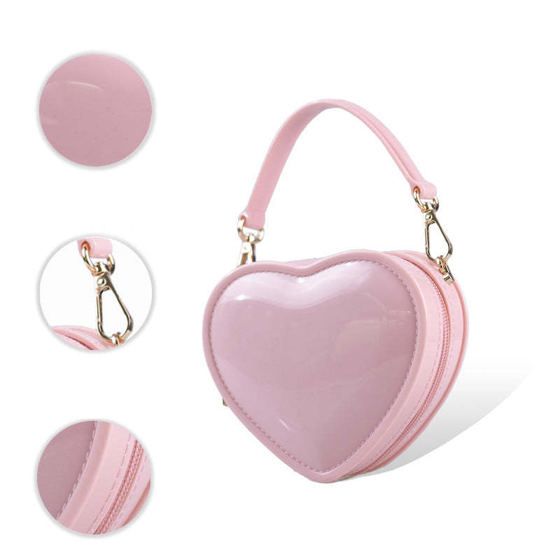 Fashionable Evening Clutch Bag in Sweet Pink PVC Heart Jelly