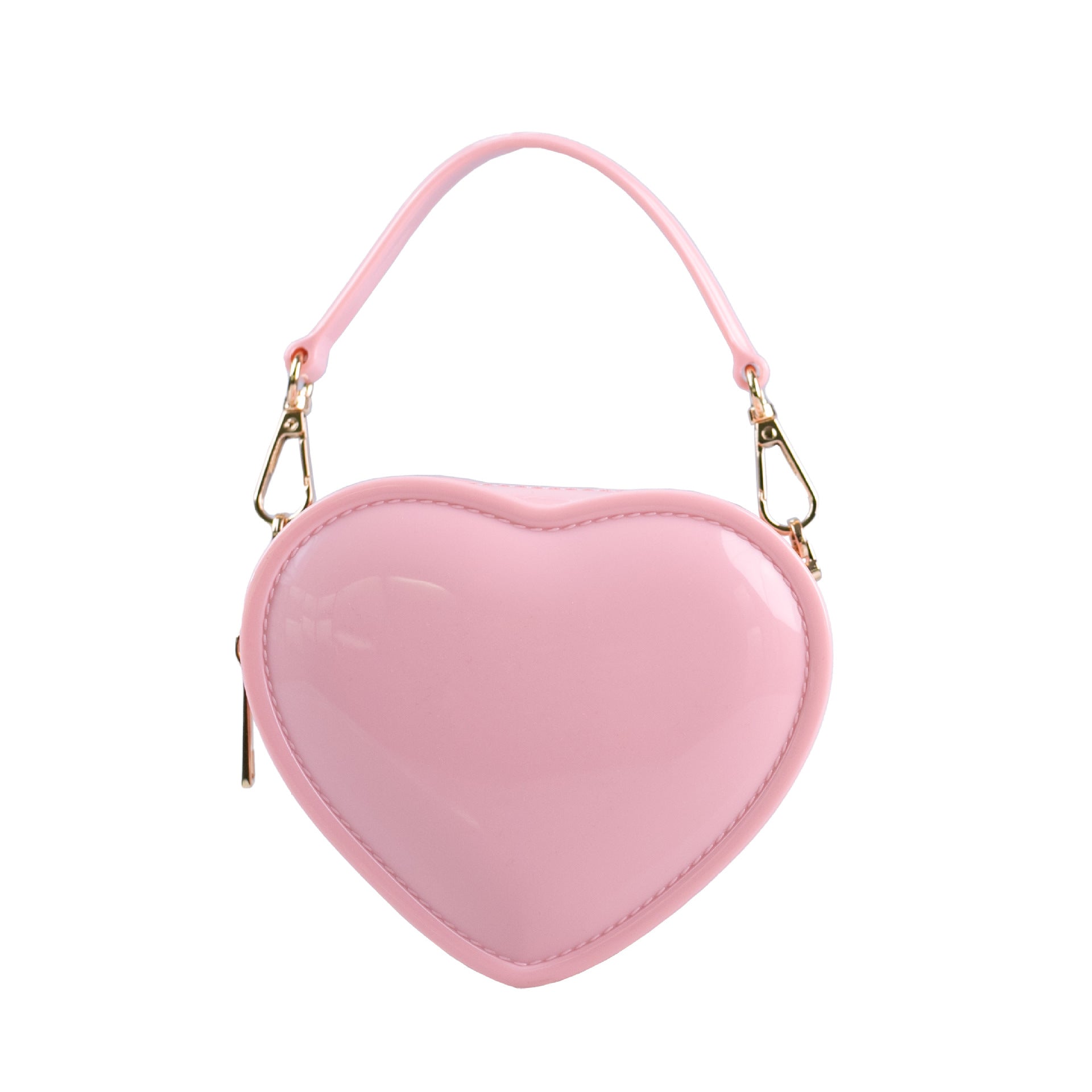 Fashionable Evening Clutch Bag in Sweet Pink PVC Heart Jelly