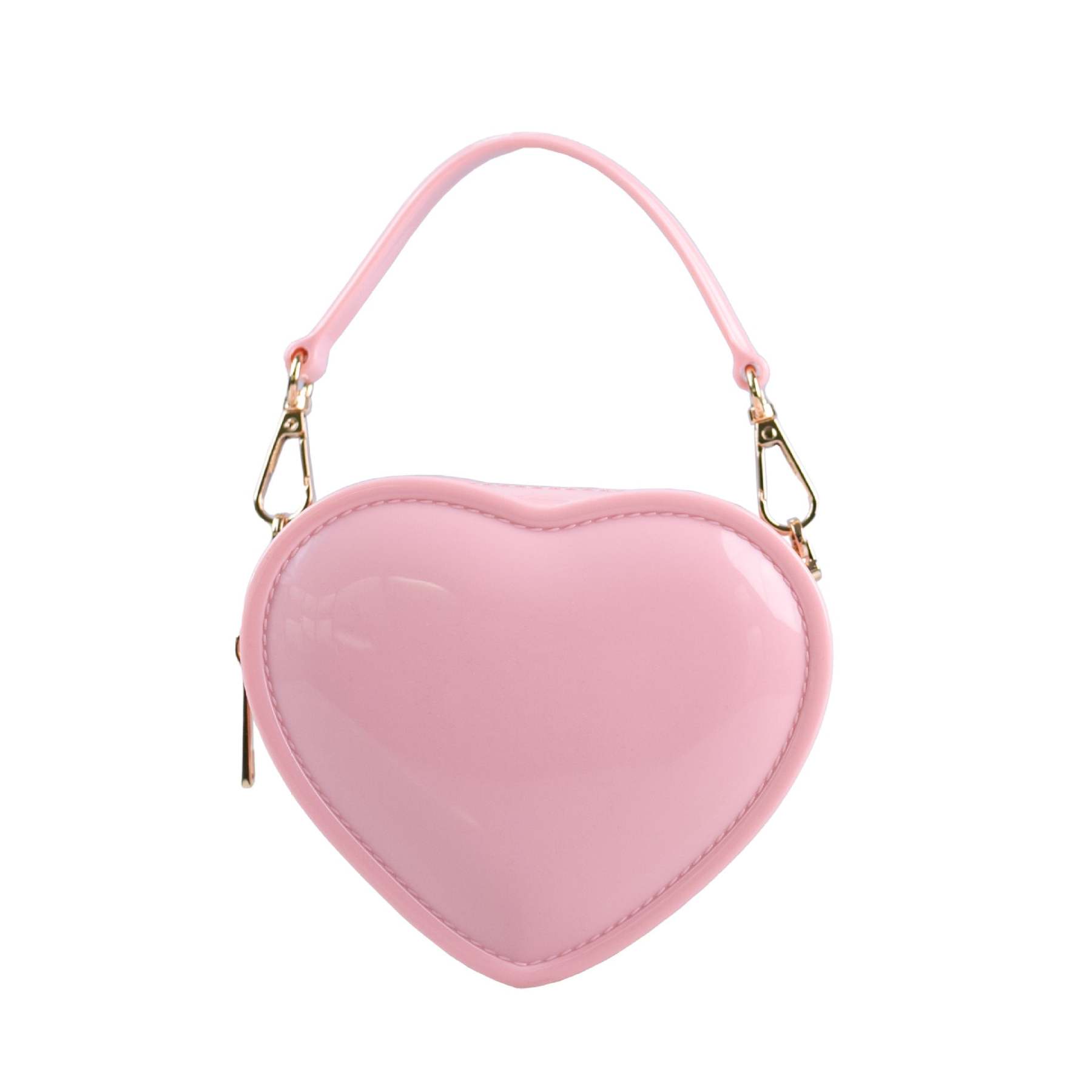 Fashionable Evening Clutch Bag in Sweet Pink PVC Heart Jelly