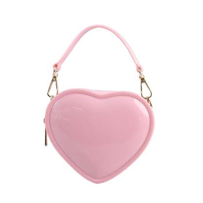 Fashionable Evening Clutch Bag in Sweet Pink PVC Heart Jelly