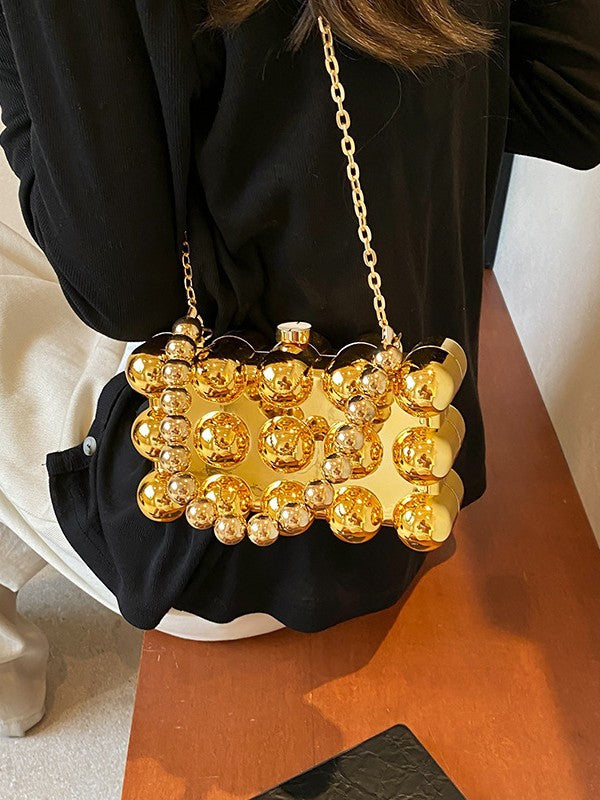 Minimalist Retro Metal Ball Chain Bags in Gold