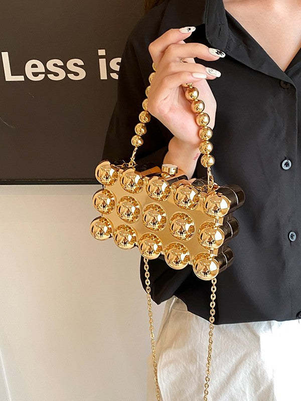 Minimalist Retro Metal Ball Chain Bags in Gold