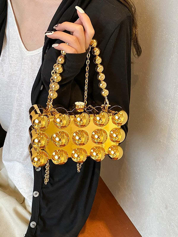 Minimalist Retro Metal Ball Chain Bags in Gold