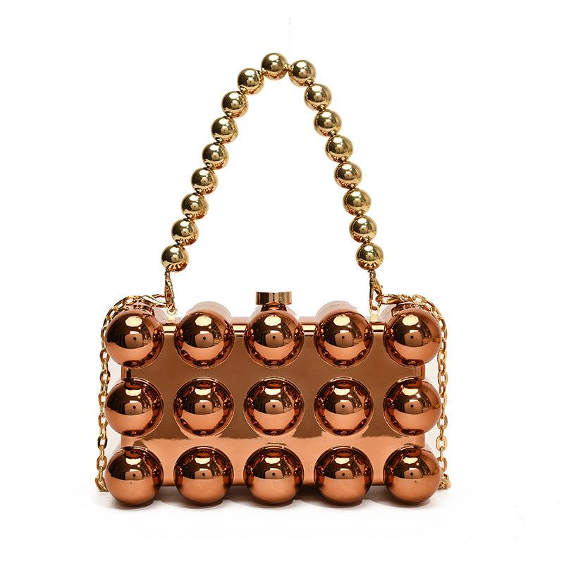 Minimalist Retro Metal Ball Chain Bags in Gold