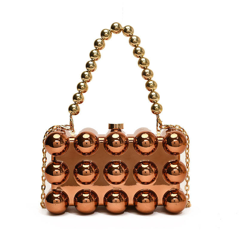 Minimalist Retro Metal Ball Chain Bags in Gold