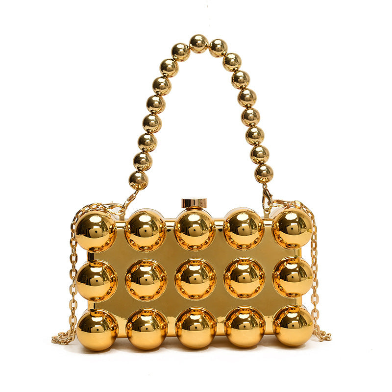 Minimalist Retro Metal Ball Chain Bags in Gold