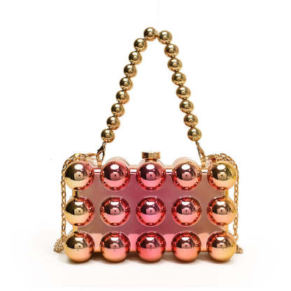 Minimalist Retro Metal Ball Chain Bags in Gold