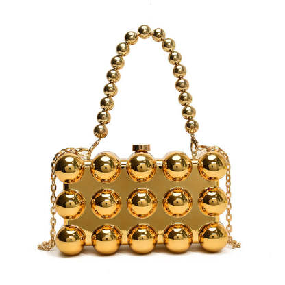 Minimalist Retro Metal Ball Chain Bags in Gold