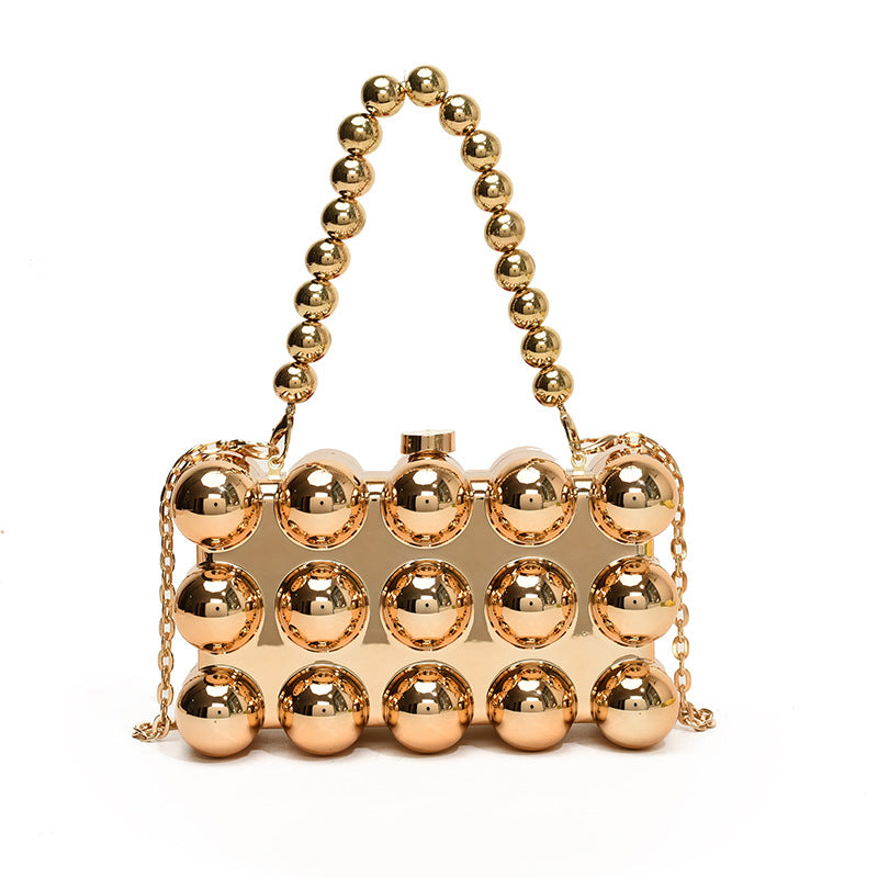 Minimalist Retro Metal Ball Chain Bags in Gold
