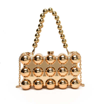 Minimalist Retro Metal Ball Chain Bags in Gold