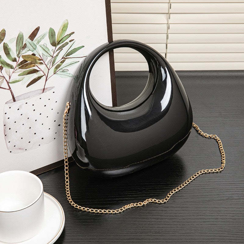 High-End Acrylic Evening Dumpling Bag with Gold Chain