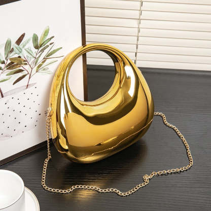 High-End Acrylic Evening Dumpling Bag with Gold Chain