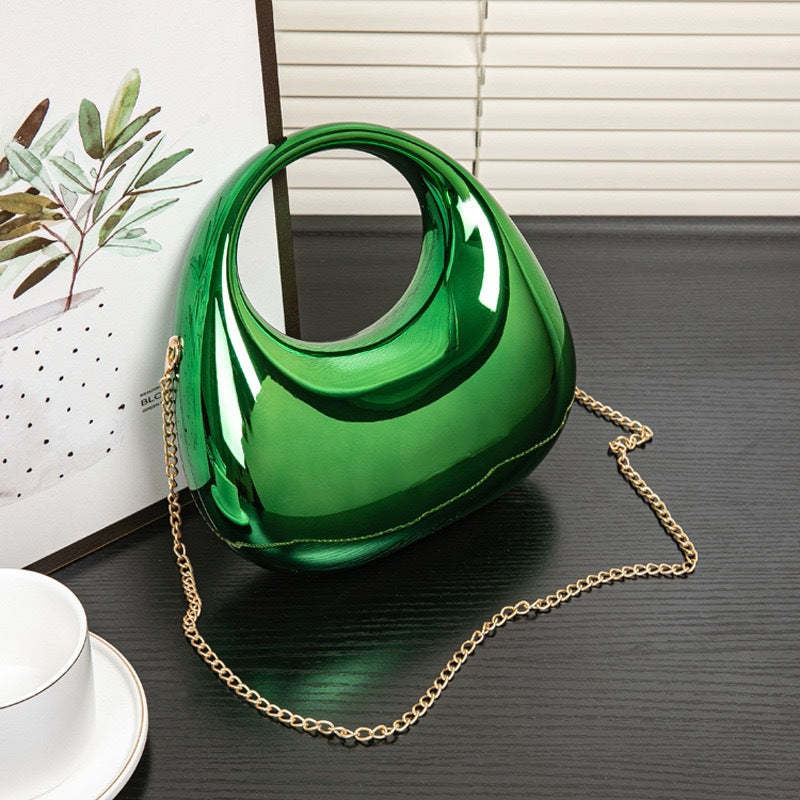 High-End Acrylic Evening Dumpling Bag with Gold Chain