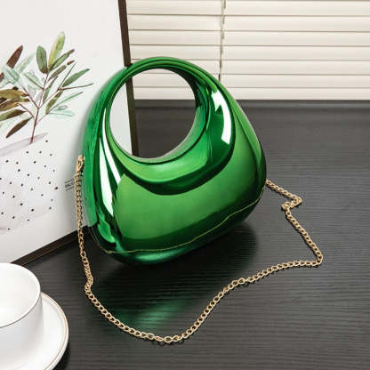High-End Acrylic Evening Dumpling Bag with Gold Chain