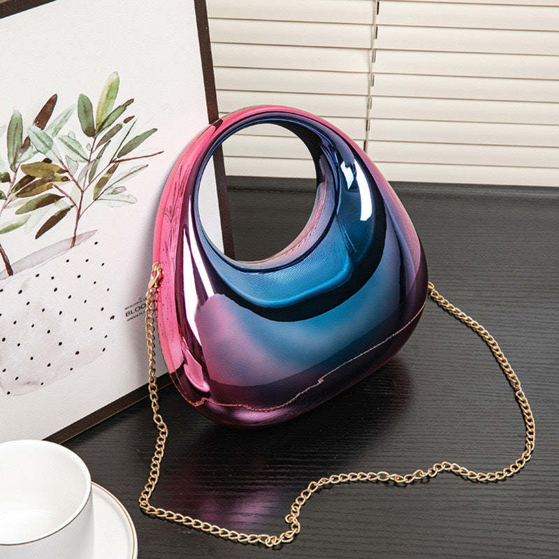 High-End Acrylic Evening Dumpling Bag with Gold Chain