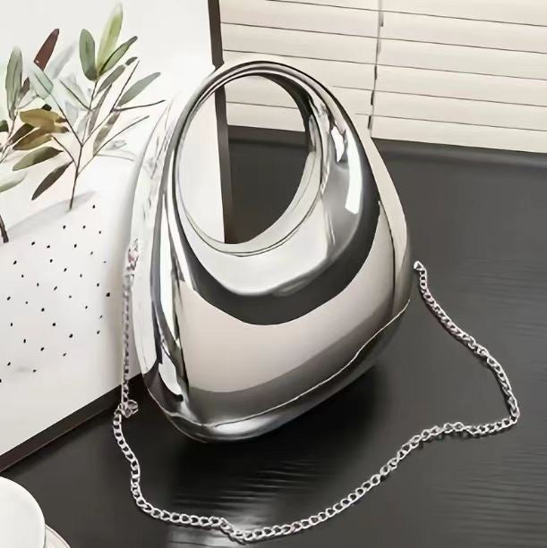 High-End Acrylic Evening Dumpling Bag with Gold Chain