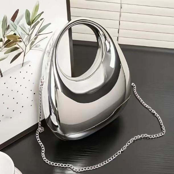 High-End Acrylic Evening Dumpling Bag with Gold Chain