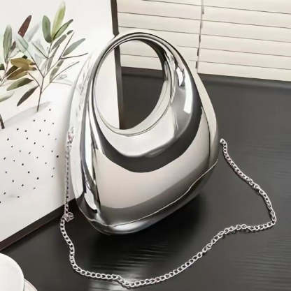 High-End Acrylic Evening Dumpling Bag with Gold Chain