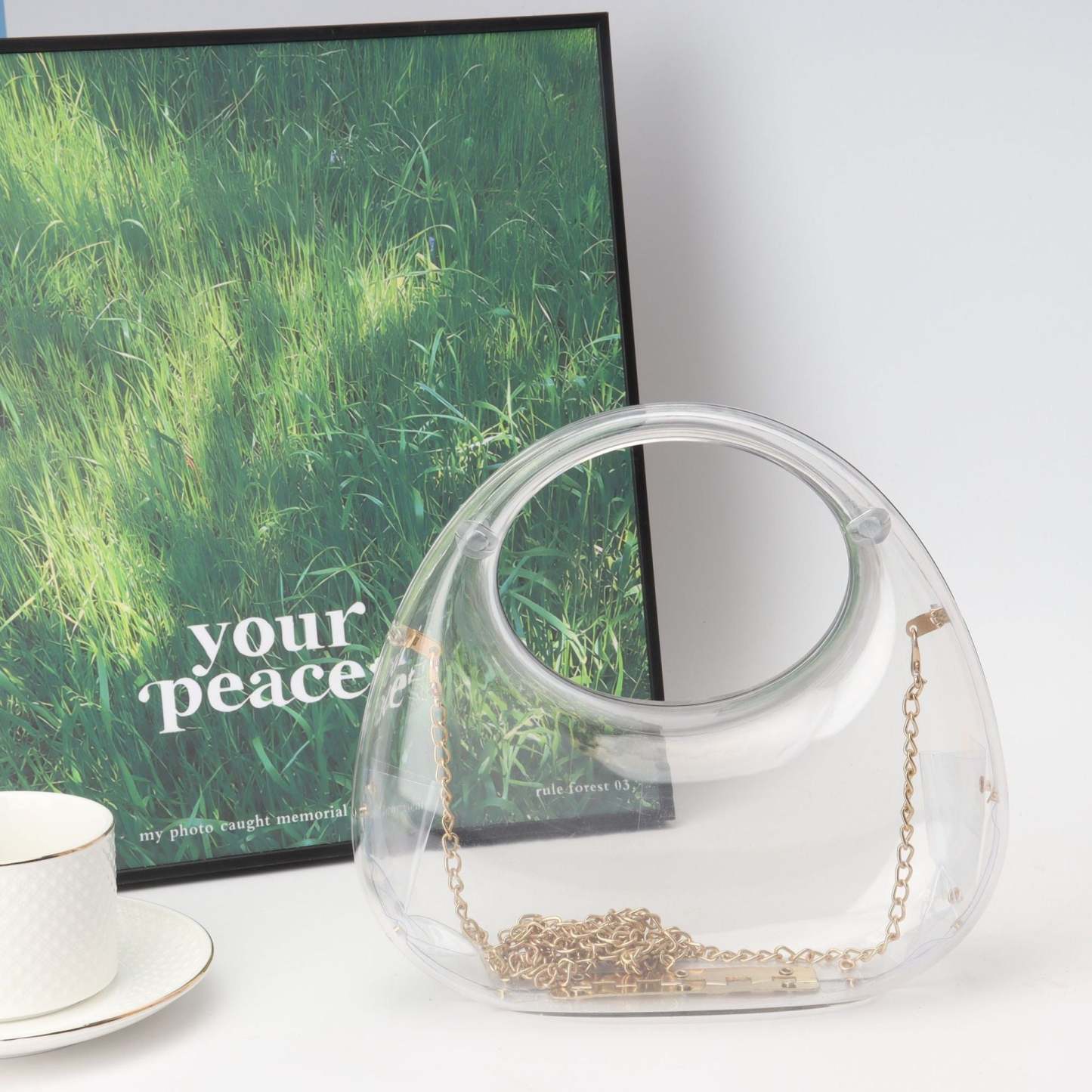 High-End Acrylic Evening Dumpling Bag with Gold Chain