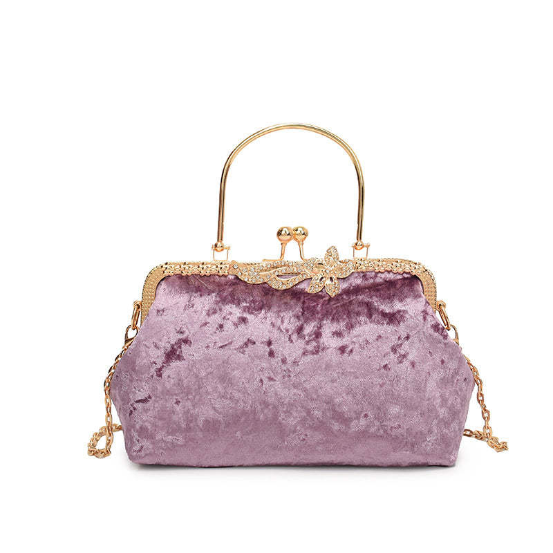 Elegant Velvet Evening Clutch in Wine Red for Fashionable Evenings