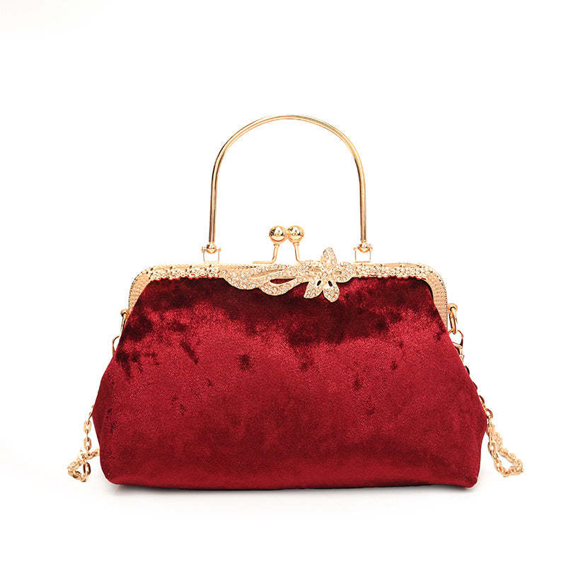 Elegant Velvet Evening Clutch in Wine Red for Fashionable Evenings