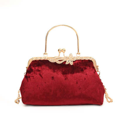 Elegant Velvet Evening Clutch in Wine Red for Fashionable Evenings